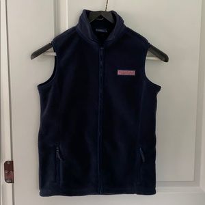 Navy blue Vineyard Vines kids fleece full zip vest